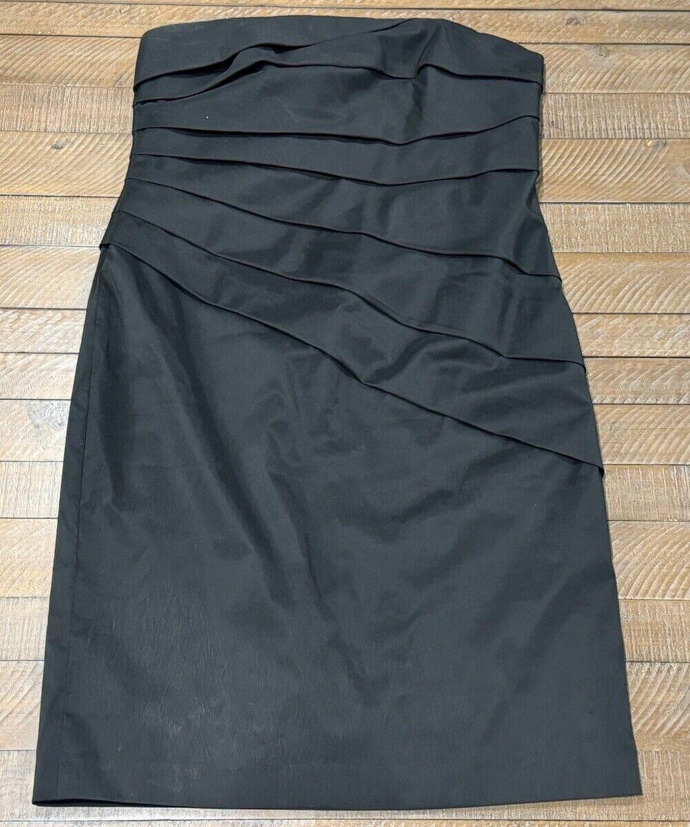 Phoebe Couture Black Strapless Shutter Pleat Sheath Dress - Size 16